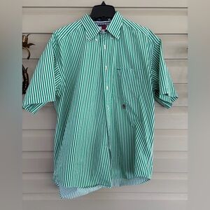 Tommy Hilfiger Green and White Striped Shirt